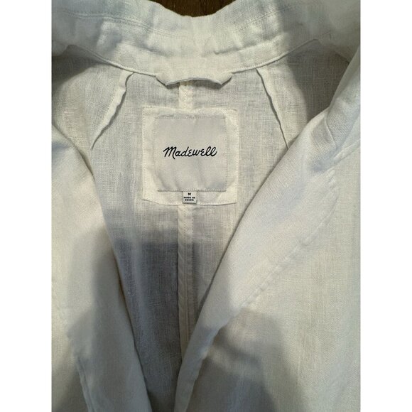 Madewell Women 100% Linen Dorset Blazer Boho Chic Coastal Shacket Medium White - Picture 6 of 14